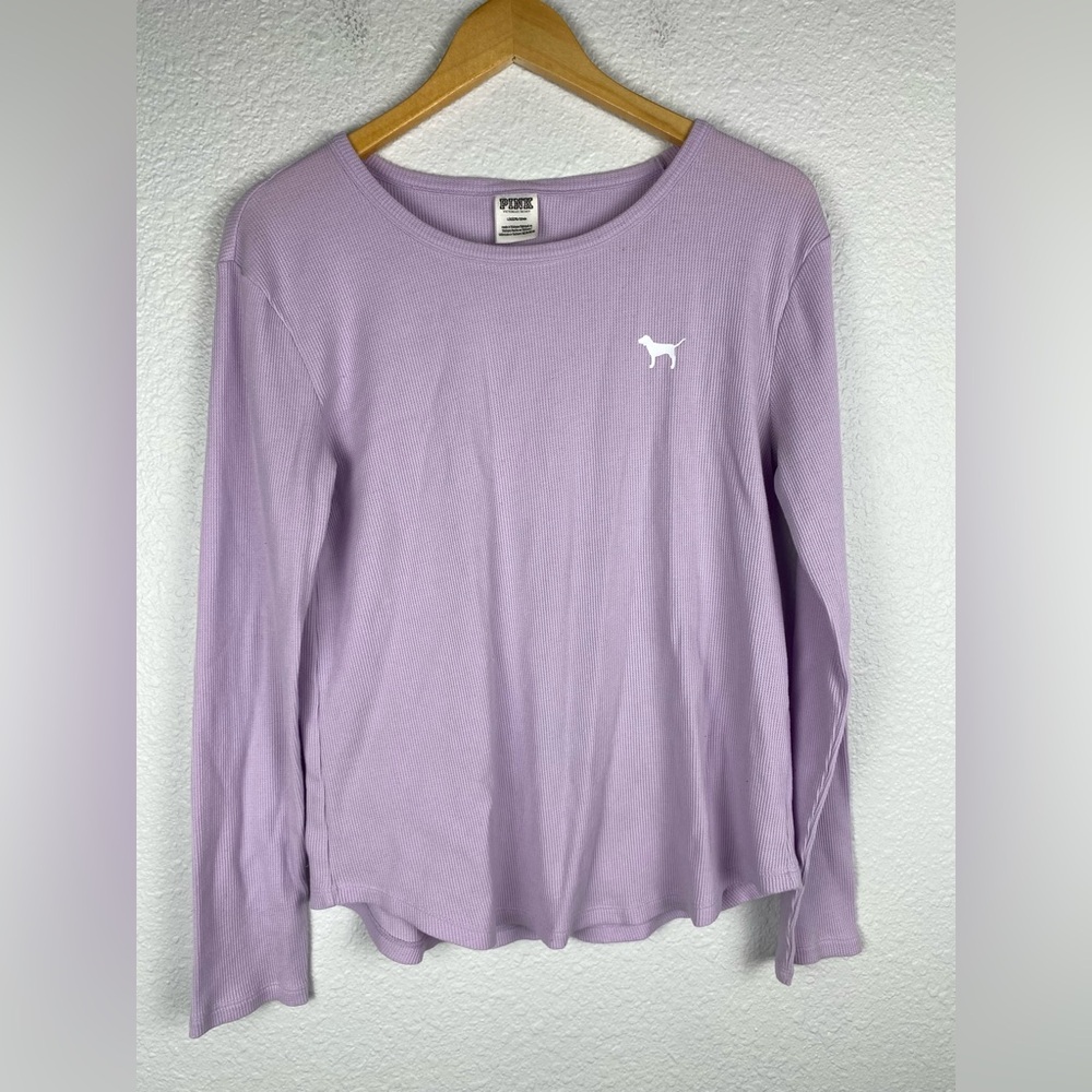 Victoria's Secret PINK lavender waffle thermal long-sleeve shirt Women’s Size L